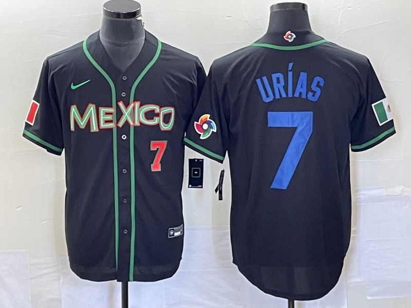 Men 2023 World Cub Mexico #7 Urias Black blue Nike MLB Jersey1->more jerseys->MLB Jersey